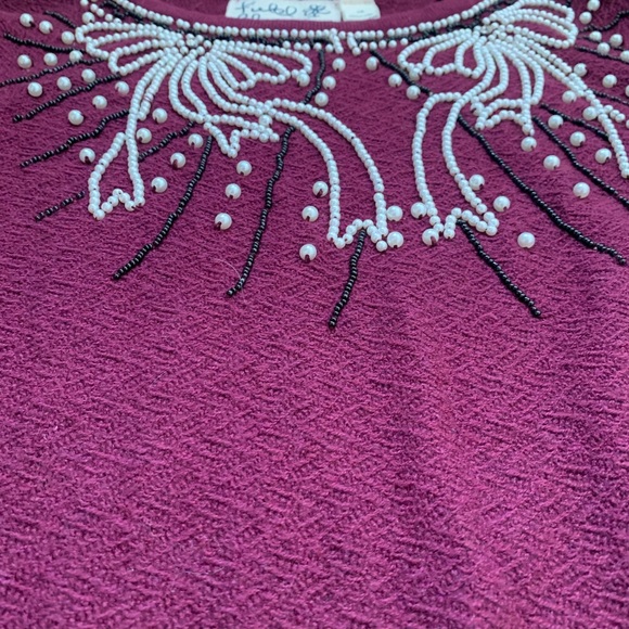 Anthropologie Field Flower Pearled Bow Embellished Sweater Size-XS - Picture 13 of 13